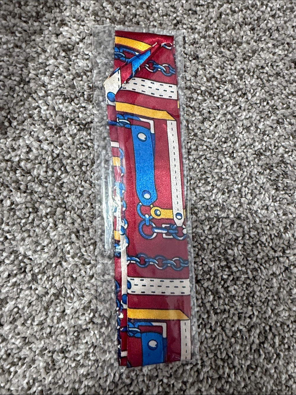 Silk Scarf Twilly in Red, Blue, White